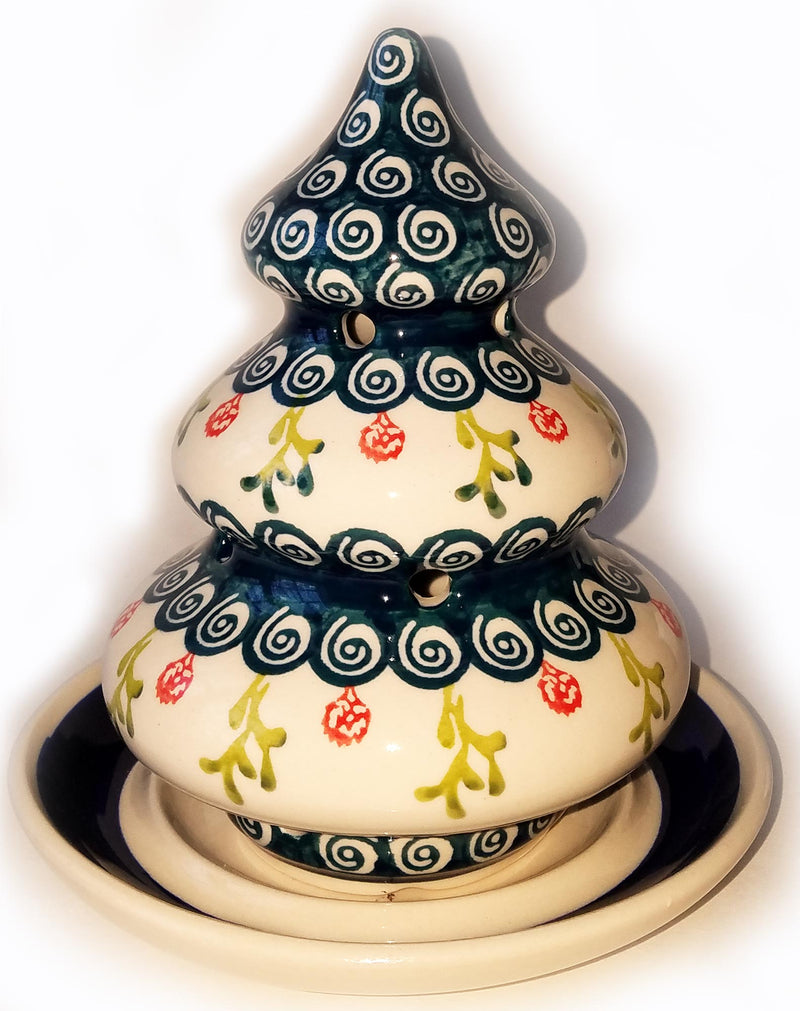 Boleslawiec Polish Pottery Christmas Tree Candle Holder