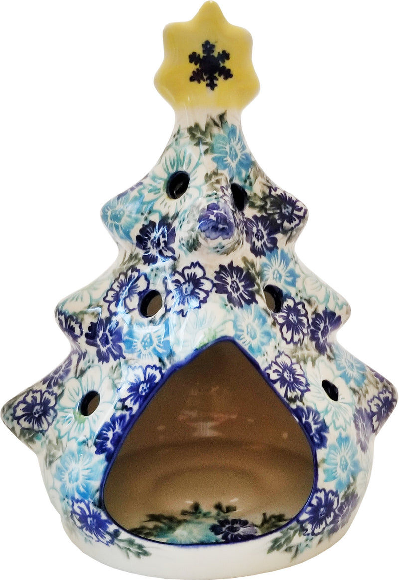 Boleslawiec Polish Pottery Large Christmas Tree Candle Holder "April"
