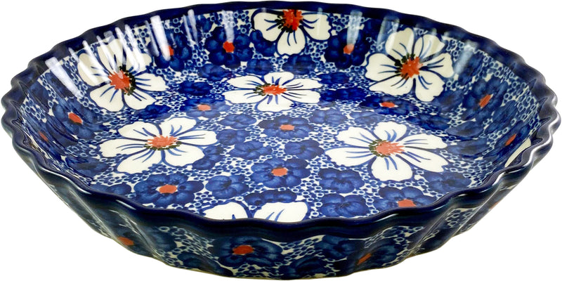 Boleslawiec Polish Pottery UNIKAT Pie Plate or Quiche Baker "Haylee Daisy"