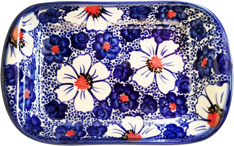 Boleslawiec Polish Pottery UNIKAT Small Baker / Butter dish "Haylee Daisy"