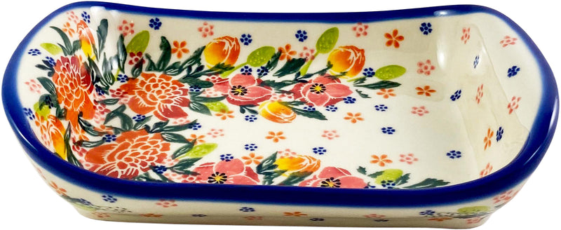 Boleslawiec Polish Pottery UNIKAT Small Baker / Butter dish "Garden Romance""