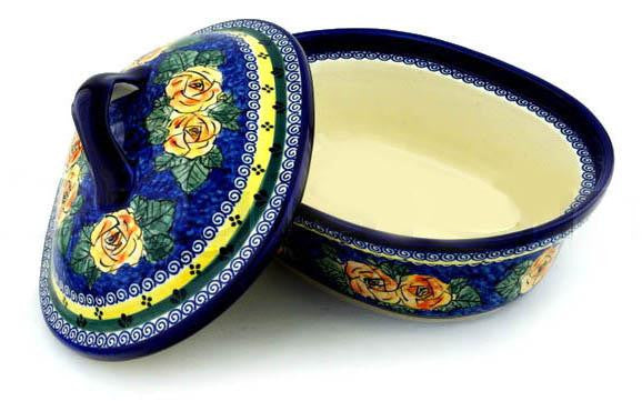 Boleslawiec Polish Pottery UNIKAT Oval Baker with Cover