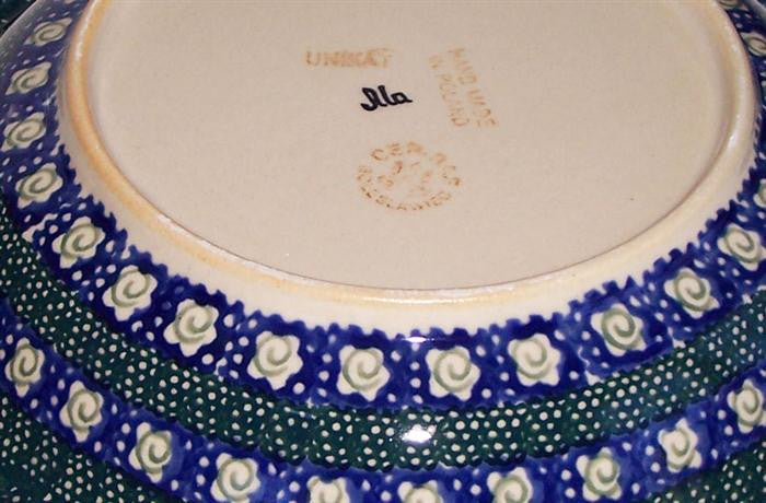 Boleslawiec Polish Pottery UNIKAT Soup or Pasta Plate "Green Garden"