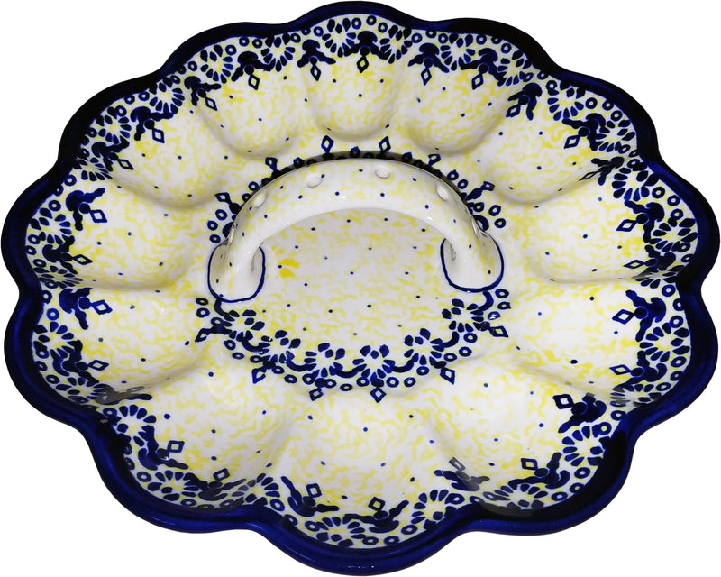 Boleslawiec Polish Pottery UNIKAT Egg Plate "Lace"