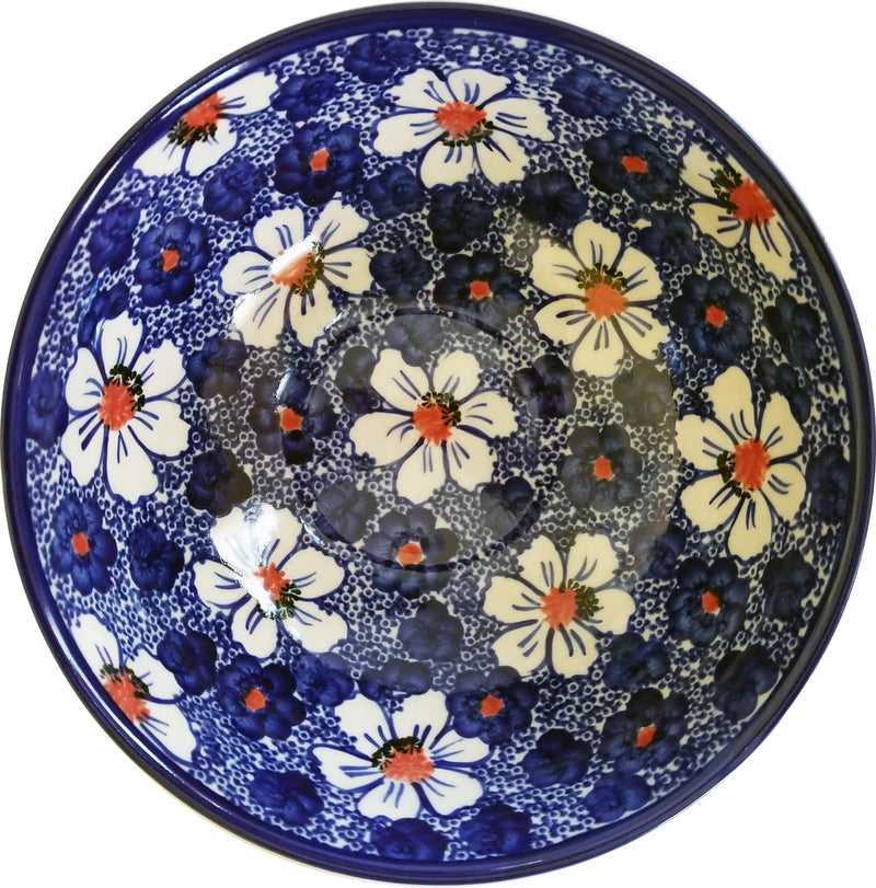 Boleslawiec Polish Pottery Large Mixing or Serving Bowl Unikat "Haylee Daisy" by Eva&