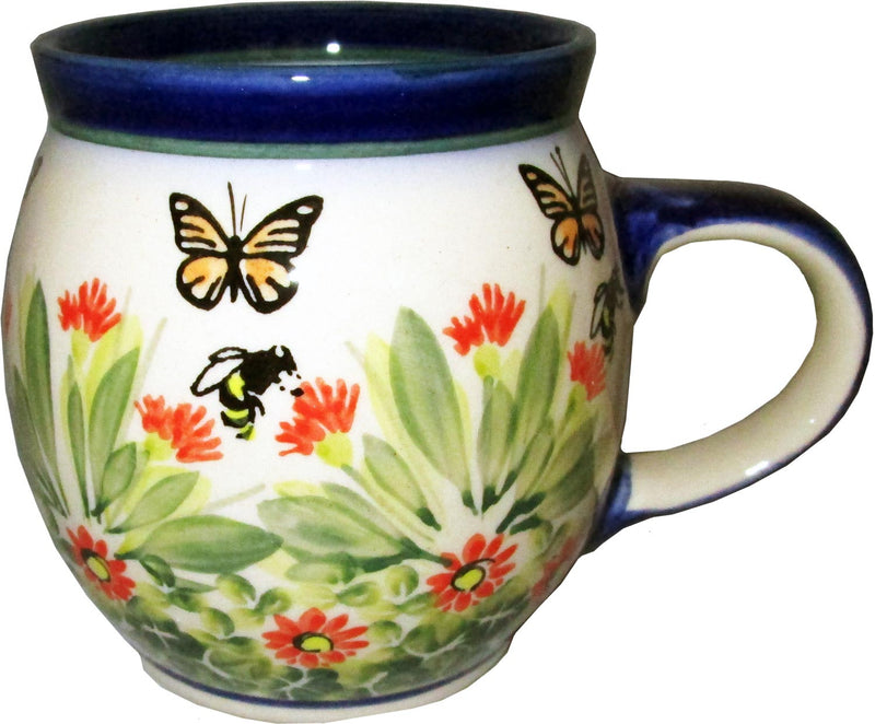 Boleslawiec Polish Pottery UNIKAT Coffe or Tea Bubble Mug 16 Oz "Spring"