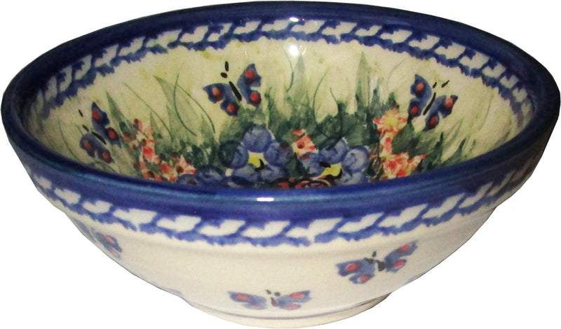 Boleslawiec Polish Pottery UNIKAT Ice Cream or Condiment Bowl "Wild Roses"