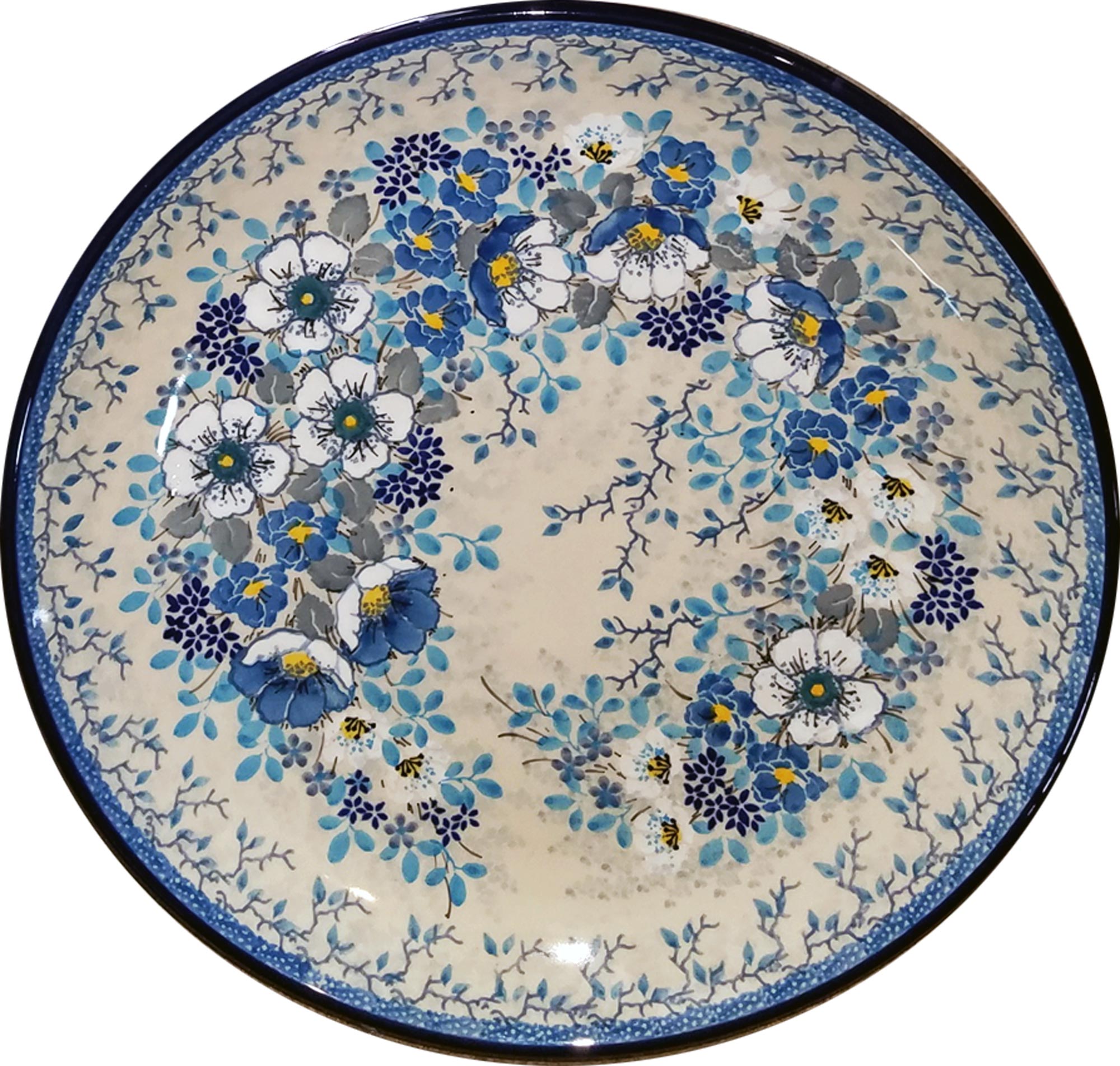 Dinner Plate, Polish Pottery from Zaklady Boleslawiec in Floral Garden deals Unikat Signature Pattern 10.75 Inch Diameter