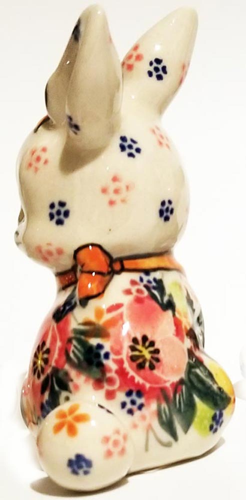 Boleslawiec Polish Pottery UNIKAT Easter Bunny Decoration 2 "Garden Romance"