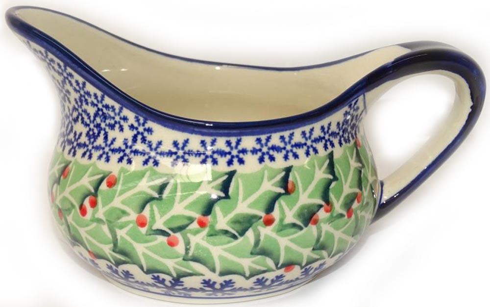 Polish deals pottery gravy boat with plate