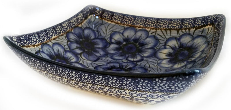 Boleslawiec Polish Pottery Unikat medium Serving Bowl "Blue Garden"