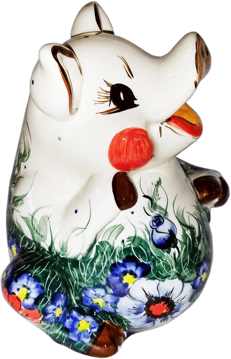 Boleslawiec Polish Pottery UNIKAT Piggy Bank Statuette "Wild Field"