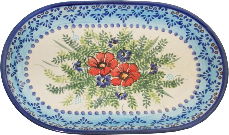 Boleslawiec Polish Pottery UNIKAT Serving Platter 9.25" long "Veronica"