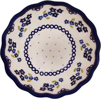 Polish Pottery Ice Cream Scalloped Bowl BForget-Me-Not