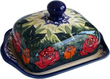 Polish Pottery Butter DishRose Garden