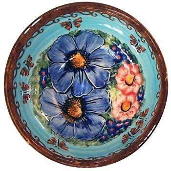 Polish Pottery Ice Cream Bowl Blue Sky Meadow