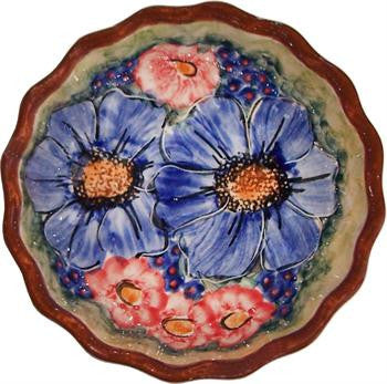 Polish Pottery Ice Cream Scalloped BowlBlue Sky Meadow