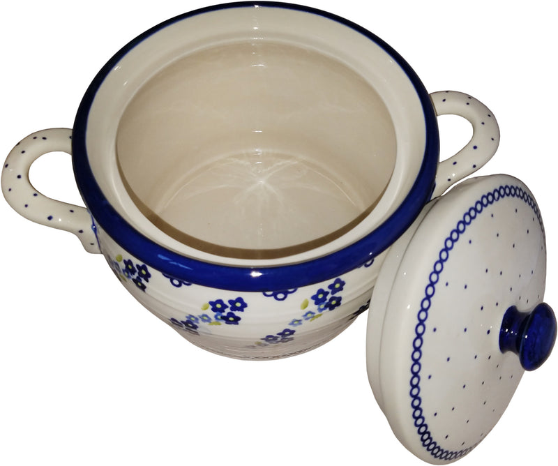 Boleslawiec Polish Pottery UNIKAT Bean Pot "Forget Me Not"