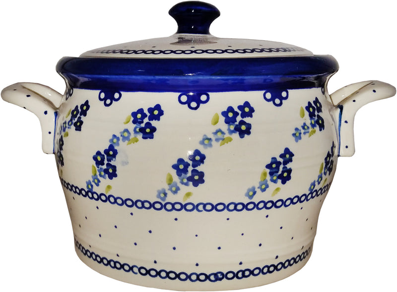 Boleslawiec Polish Pottery UNIKAT Bean Pot "Forget Me Not"
