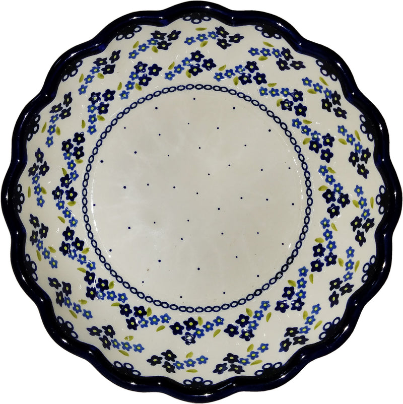 Boleslawiec Polish Pottery UNIKAT Medium Scalloped Serving Bowl "Forget Me Not"