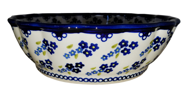 Boleslawiec Polish Pottery UNIKAT Medium Scalloped Serving Bowl "Forget Me Not"