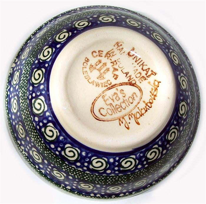 Boleslawiec Polish Pottery Unikat Ice Cream or Condiment Bowl Small "Green Garden"