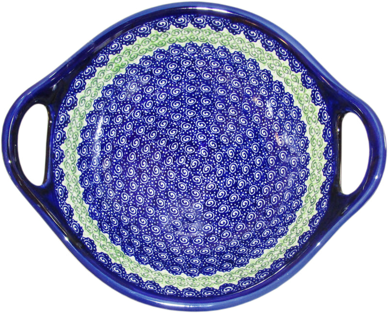 Boleslawiec Polish Pottery UNIKAT Large Bowl with Handles "Alex"