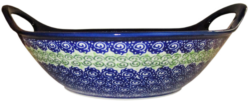 Boleslawiec Polish Pottery UNIKAT Small Bowl with Handles "Alex"