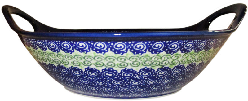 Boleslawiec Polish Pottery UNIKAT Large Bowl with Handles "Alex"