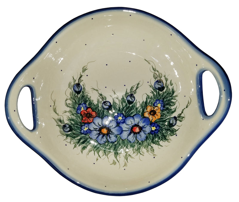 Boleslawiec Polish Pottery UNIKAT Large Serving Bowl with Handles "Wild Field"