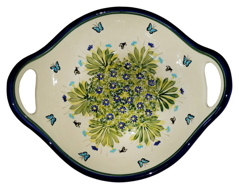 Boleslawiec Polish Pottery UNIKAT Large Serving Bowl with Handles "Serenity"