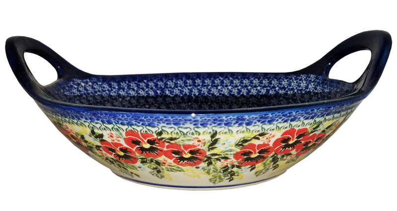 Boleslawiec Polish Pottery UNIKAT Large Serving Bowl with Handles "Summer Day"