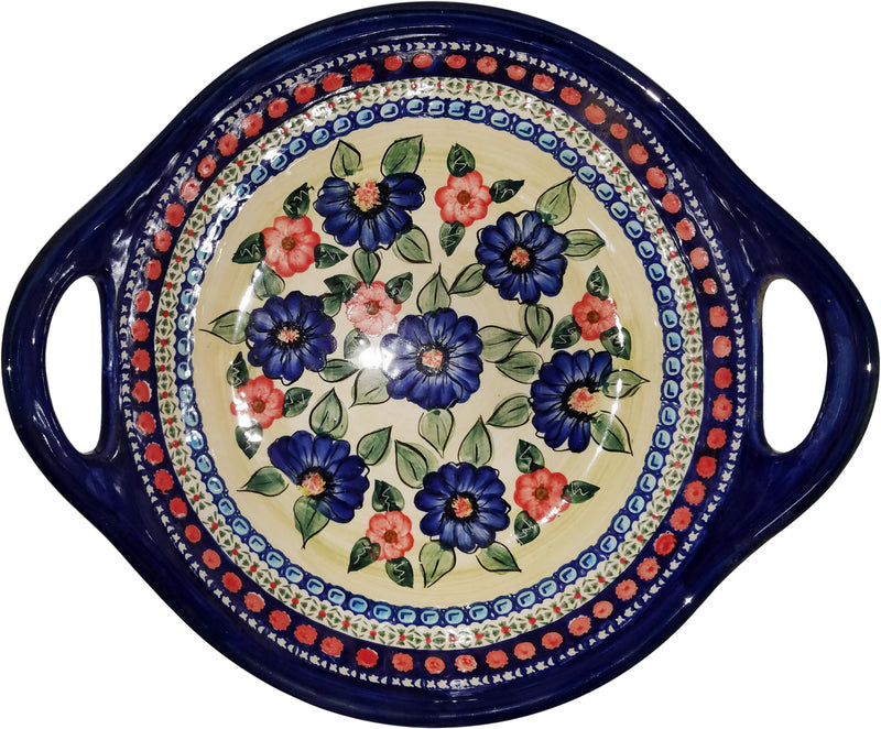 Boleslawiec Polish Pottery UNIKAT Large Serving  Bowl with Handles "Patricia"