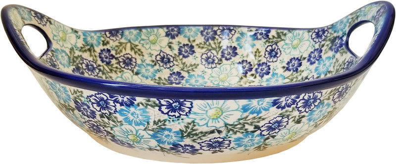Boleslawiec Polish Pottery UNIKAT Large Serving  Bowl with Handles "April"