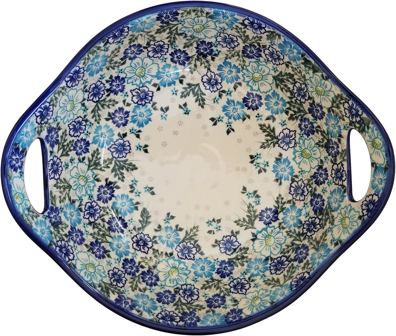 Boleslawiec Polish Pottery UNIKAT Large Serving  Bowl with Handles "April"