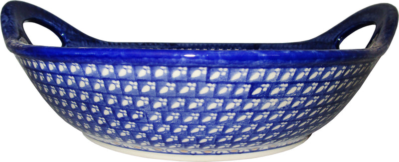 Boleslawiec Polish Pottery UNIKAT Large Serving Bowl with Handles "Flower Field"