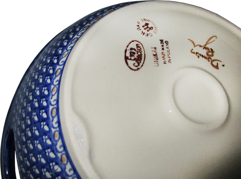 Boleslawiec Polish Pottery UNIKAT Large Serving Bowl with Handles "Flower Field"