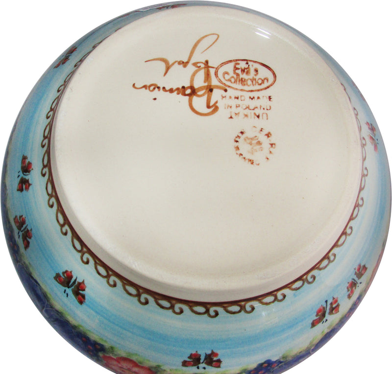 Boleslawiec Polish Pottery Unikat Large Mixing or Serving Bowl "Blue Sky Meadow"