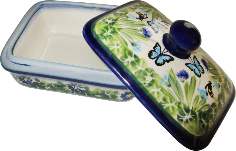 Boleslawiec Polish Pottery UNIKAT Butter Dish, Serving or Storage Box "Serenity"