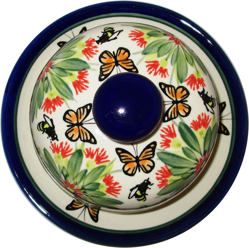 Boleslawiec Polish Pottery UNIKAT Covered Butter or Cheese Dish "Spring"
