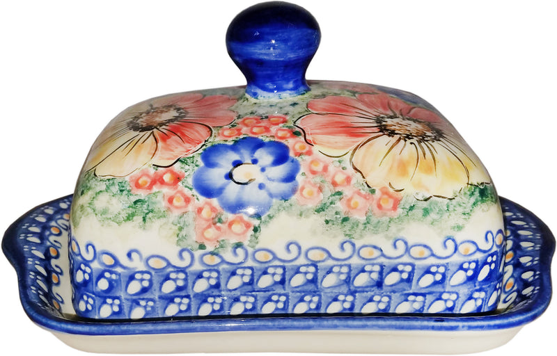 Boleslawiec Polish Pottery UNIKAT Butter Dish "Flower Field"