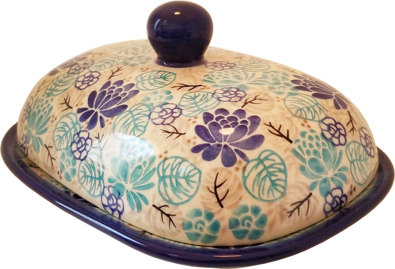 Boleslawiec Polish Pottery UNIKAT  Butter Dish "Lotus Symphony"