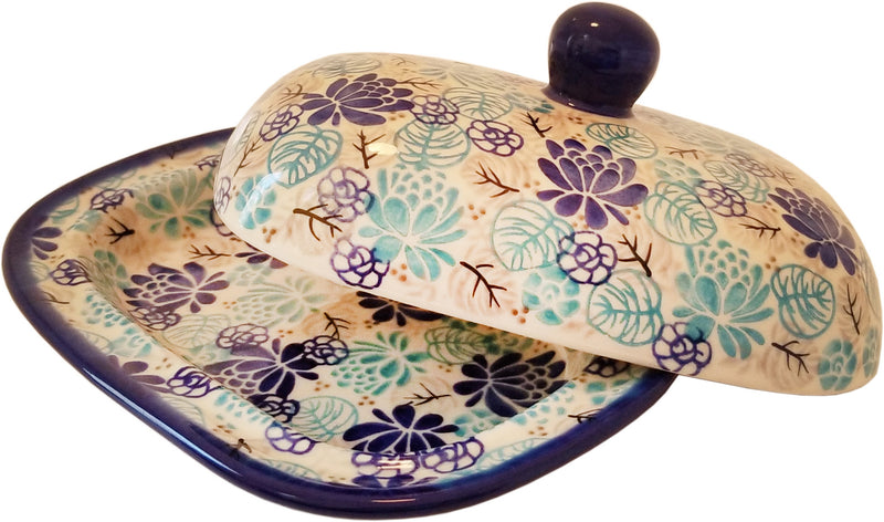 Boleslawiec Polish Pottery UNIKAT  Butter Dish "Lotus Symphony"