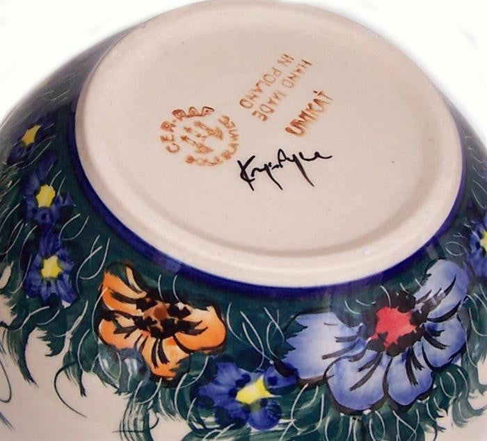 Boleslawiec Polish Pottery UNIKAT Cereal or Chili Serving Bowl "Wild Field"