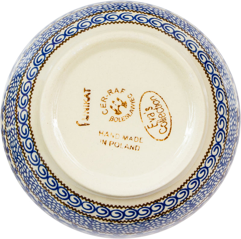 Boleslawiec Polish Pottery UNIKAT Cereal or Chili Serving Bowl "Blue Garden"