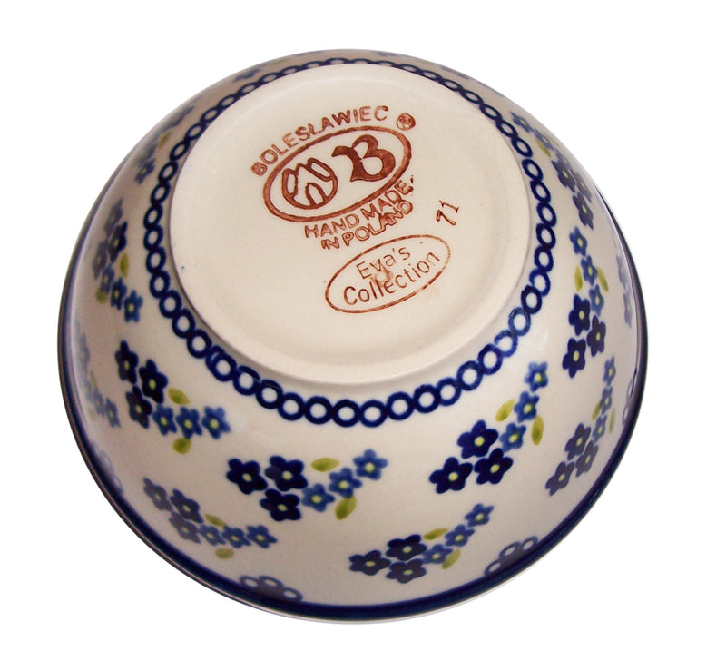 Boleslawiec Polish Pottery UNIKAT Cereal or Chilli Bowl "Forget Me Not"