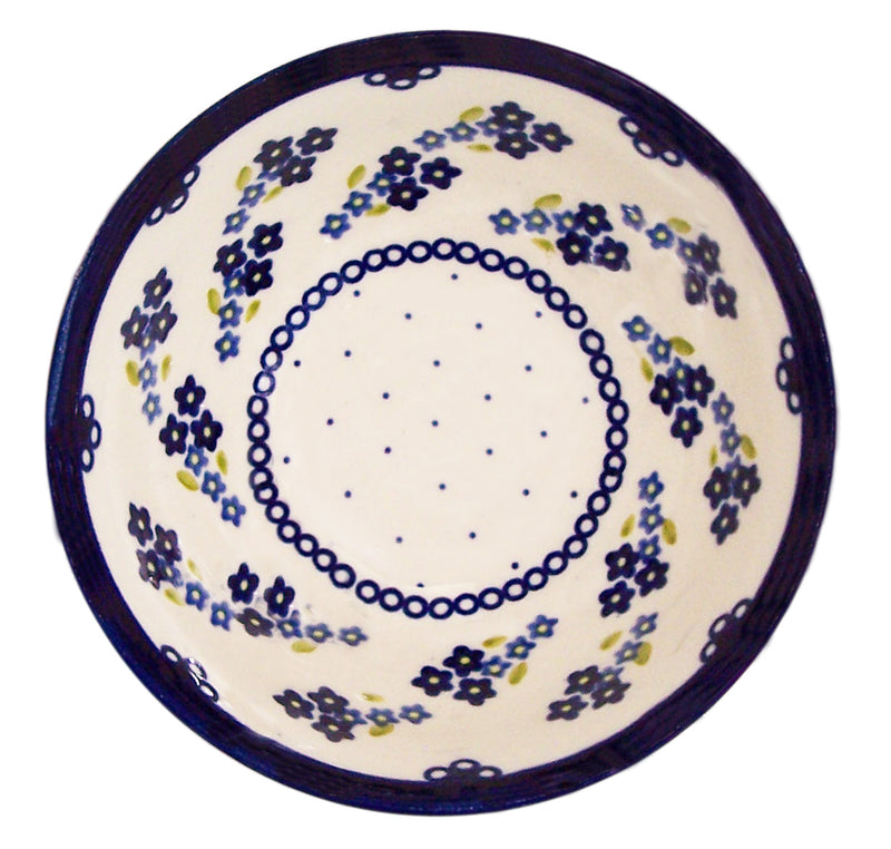 Boleslawiec Polish Pottery UNIKAT Cereal or Chilli Bowl "Forget Me Not"