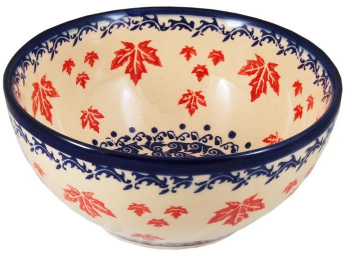 Boleslawiec Polish Pottery UNIKAT Cereal or Chili Bowl "Maple Leaf"