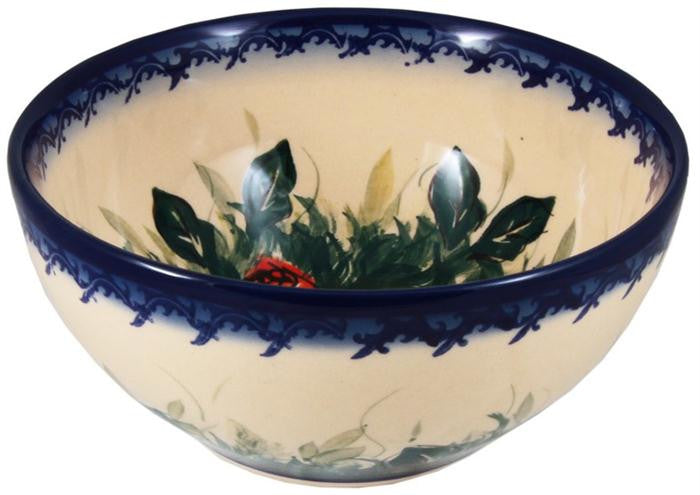 Boleslawiec Polish Pottery UNIKAT Cereal, Salad or Chili Bowl "Rose Garden"