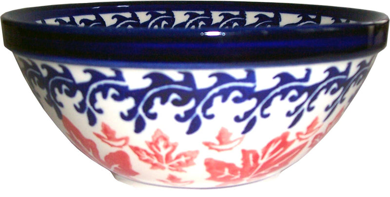 Boleslawiec Polish Pottery UNIKAT Cereal or Chili Serving Bowl "Maple Leaf"